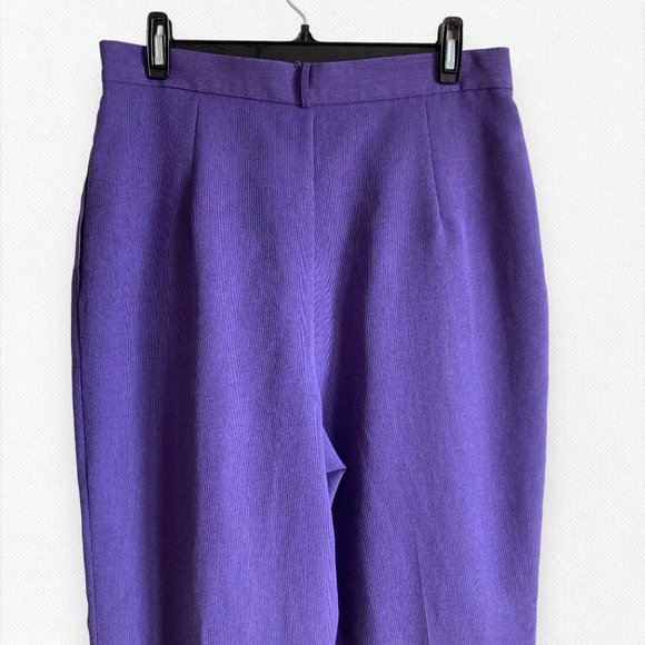 Vintage 90's Trouser Purple Pegged High Rise Waist Academia Casual Office Large - Picture 8 of 14